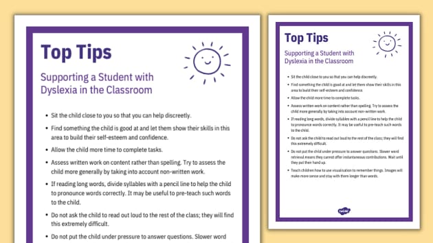 Classroom Tips for Supporting Students with Dyslexia Adult Guidance