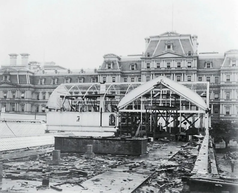 The West Wing under construction. Photograph courtesy of the White House Historical Association